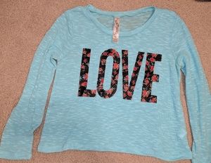 Youth slightly cropped sweater - youth XL - size 16 - mint blue green - floral